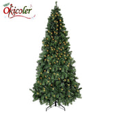 Okicoler Pre-Lit Christmas Tree Premium Hinged Artificial Pine Lighted Holiday Tree for Home, Office Branch Tips, Lights, Metal Hinges, Foldable Base